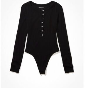American Eagle Outfitters Black Long Sleeve Bodysuit